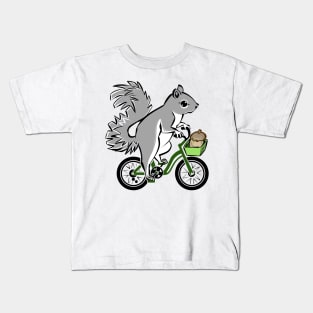 Cute Squirrel On Bike Kids T-Shirt